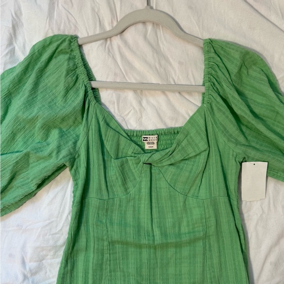 NWT Billabong Green Puff Sleeve Dress - Picture 5 of 5